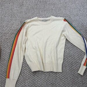 Outerknown Cream Sweater with Colorful Stripes